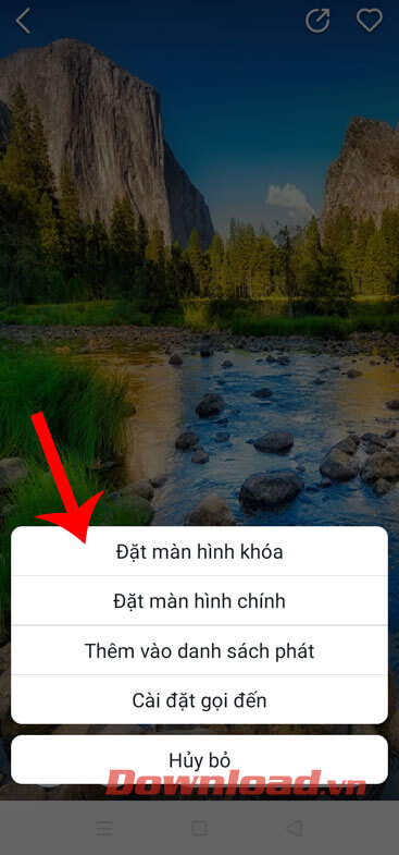 Chọn mục Đặt màn hình chính