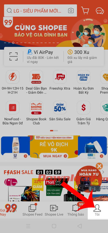 Nhấn vào mục Tôi