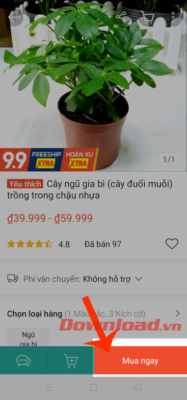 Nhấn vào mục Mua ngay