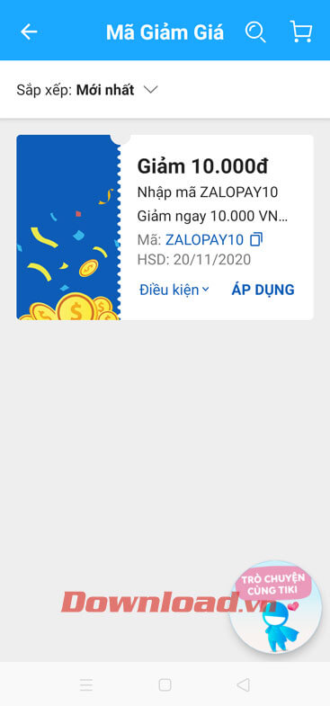 Mã giảm giá đã được lưu lại