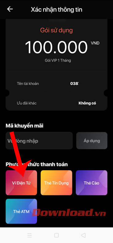 Chọn Phương thức thanh toán