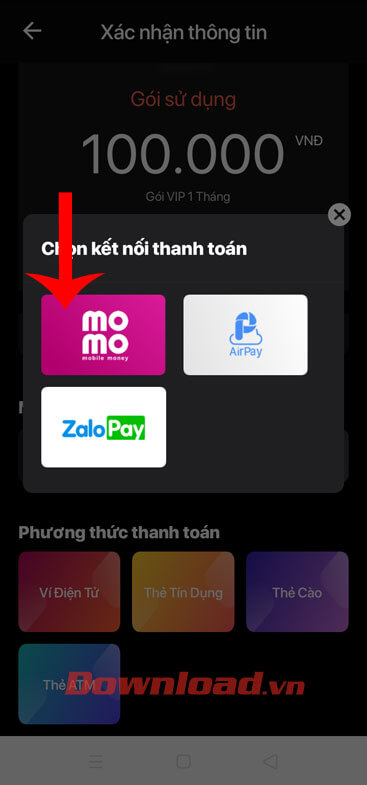 Chọn phương thức thanh toán