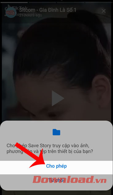 Nhấn vào nút Cho phép