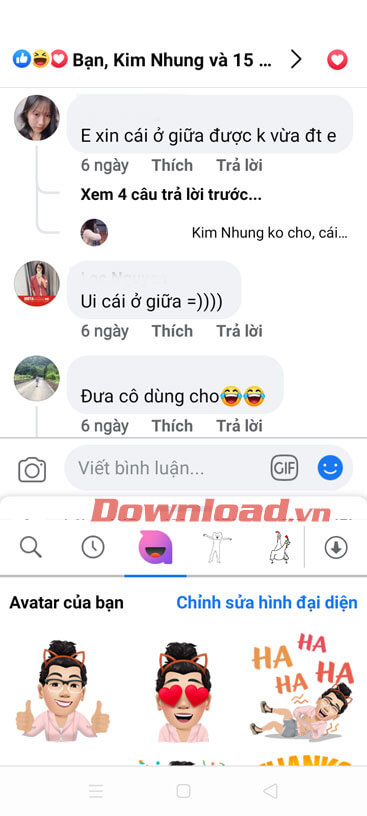 Bình luận bằng nhãn dán