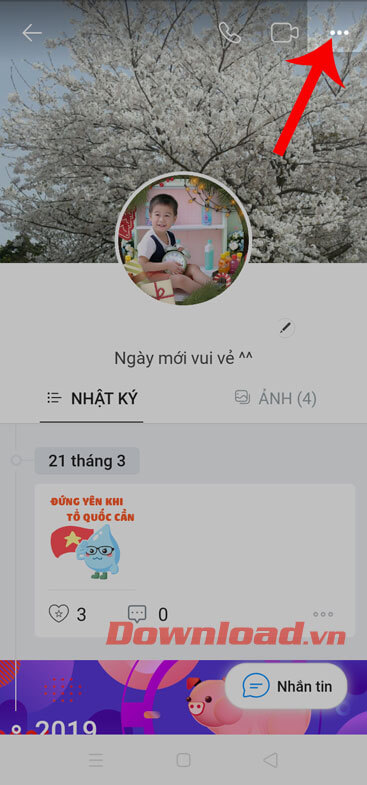 Nhấn vào biểu tượng dấu ba chấm