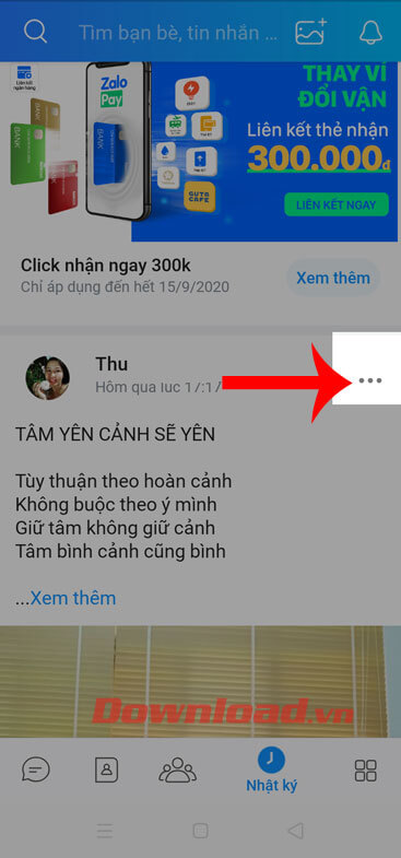 Ấn vào biểu tượng dấu ba chấm