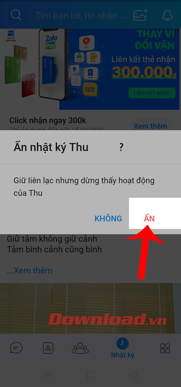 Nhấn vào nút Ẩn