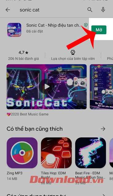 Chạm vào nút Mở