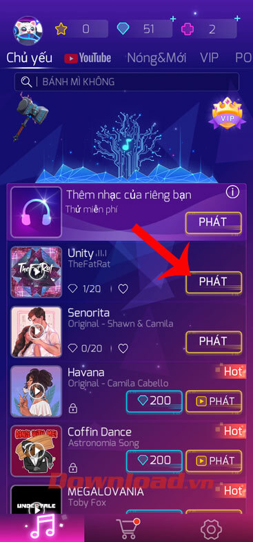 Chọn nhạc và ấn nút Phát