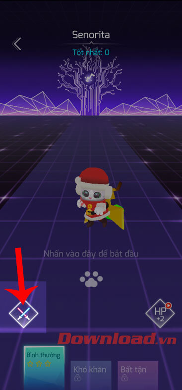 Nhấn vào biểu tượng hai thanh kiếm