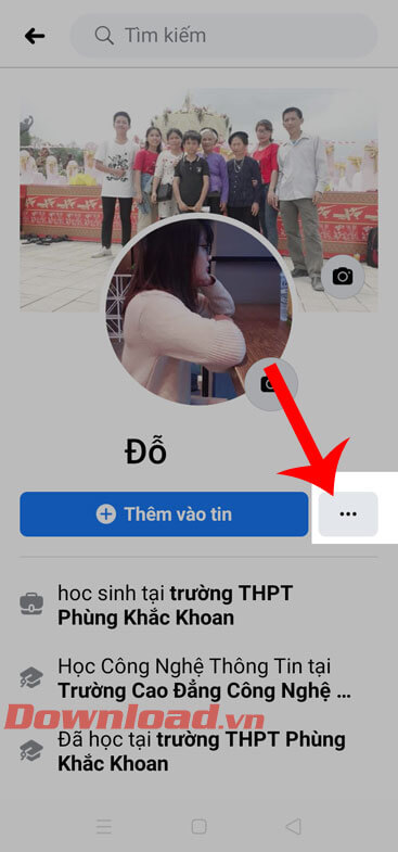 Ấn vào biểu tượng dấu ba chấm
