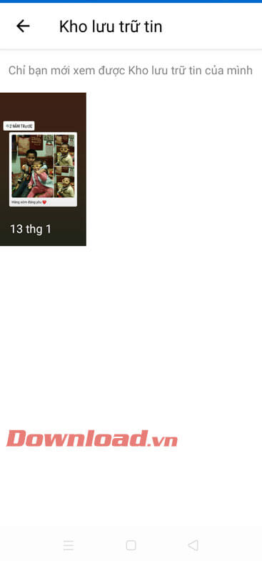 Tất cả story đã đăng lên Facebook