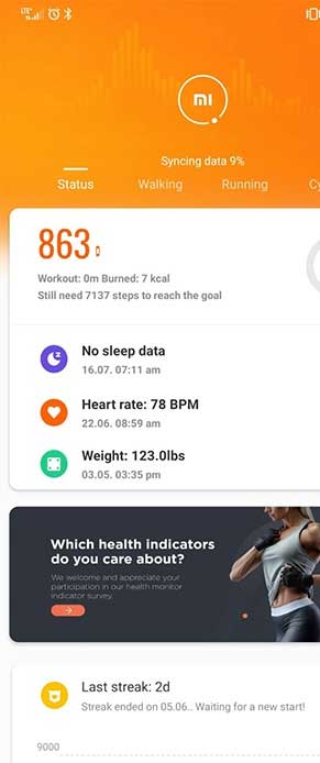 Mi Fit trên smartphone