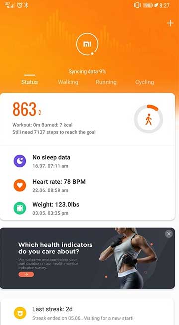 Chọn tài khoản Mi Fit