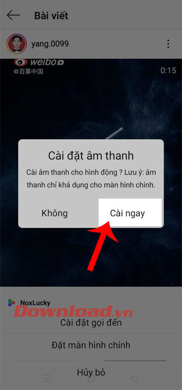 Chạm vào nút Cài ngay