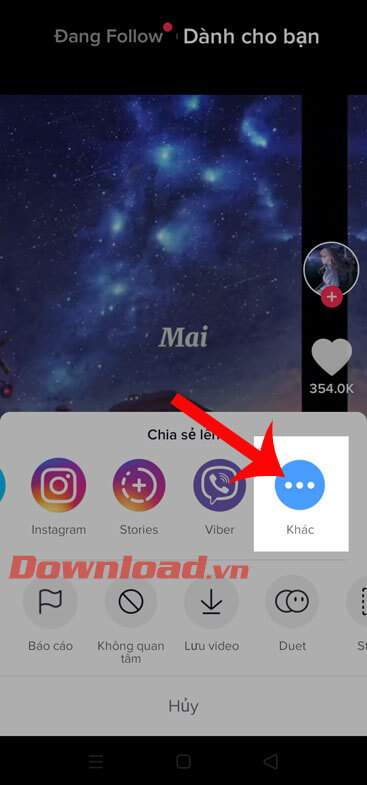 Ấn vào biểu tượng dấu ba chấm