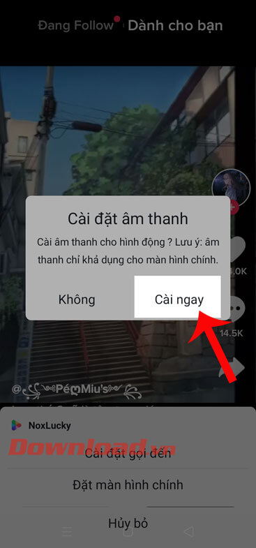 Ấn nút Cài ngay
