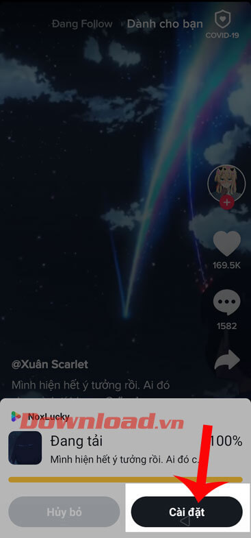 Nhấn vào nút Cài đặt