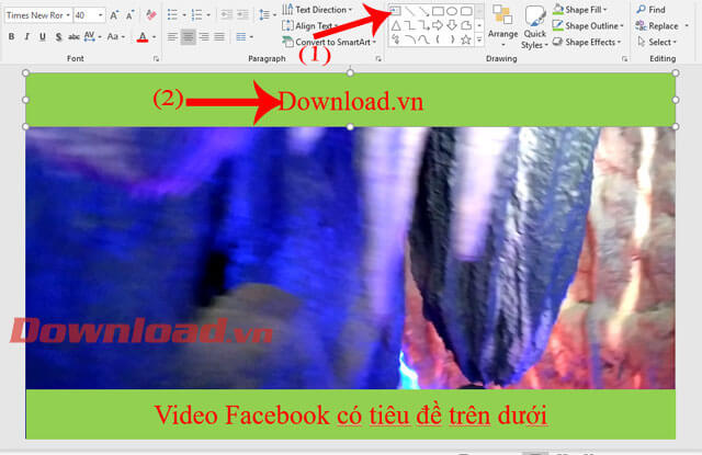 Nhập nội dung tiêu đề trên và dưới vào hai khung hinh chữ nhật