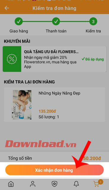 Ấn vào nút Xác nhận đơn hàng