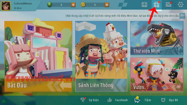 Nhấn vào biểu tượng hộp quà