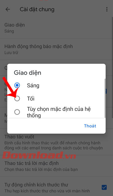 Chọn chế độ nền tối