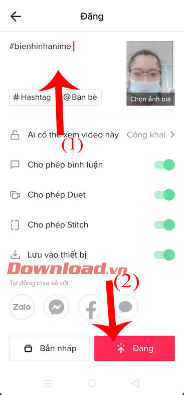 Viết status và ấn nút Đăng