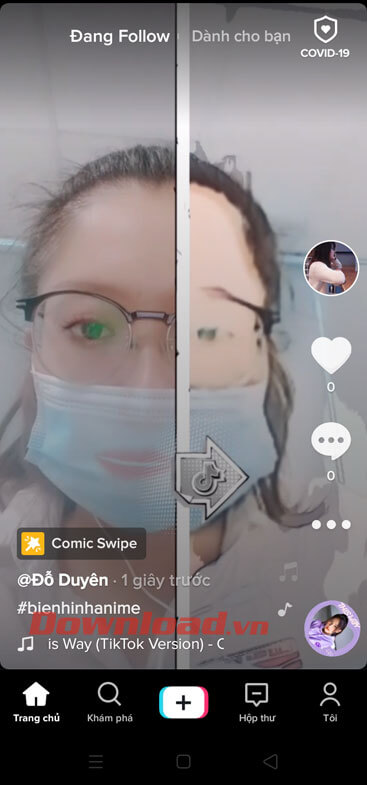 video biến hình anime đã được đăng lên TikTok