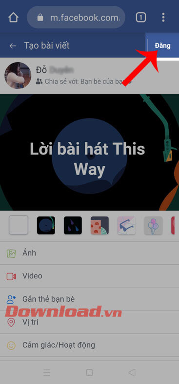 Nhấn vào nút Đăng