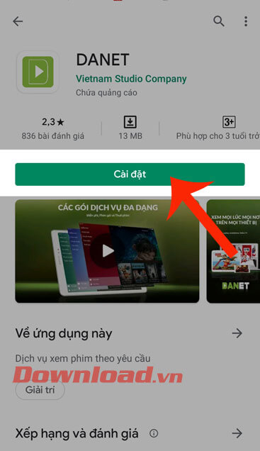 Nhấn nút Cài đặt