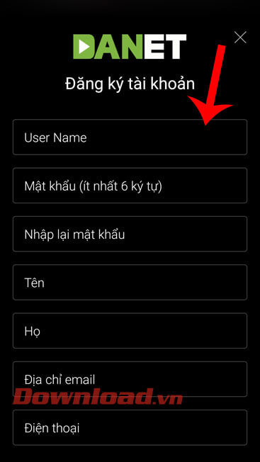 Nhập thông tin cá nhân