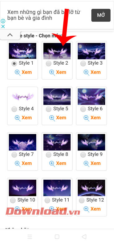 Chọn mẫu hiệu ứng chữ galaxy chữ thiên thần