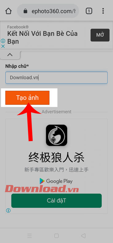 Ấn nút Tạo ảnh