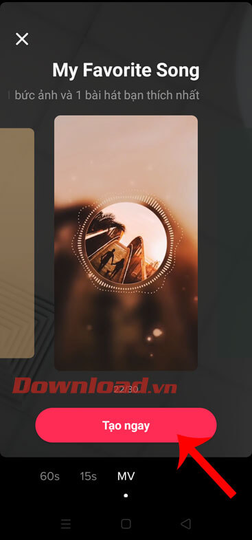 Chạm nút Tạo ngay