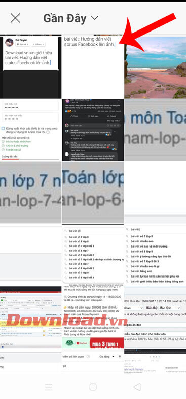 Chọn ảnh vừa chụp màn hình 