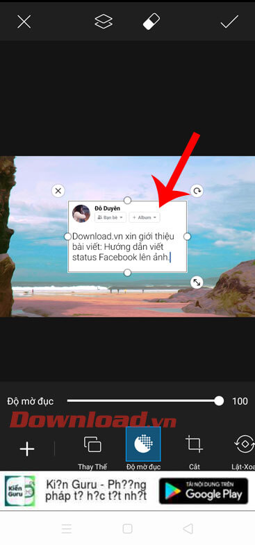 Điều chỉnh kích thước của ảnh status Facebook