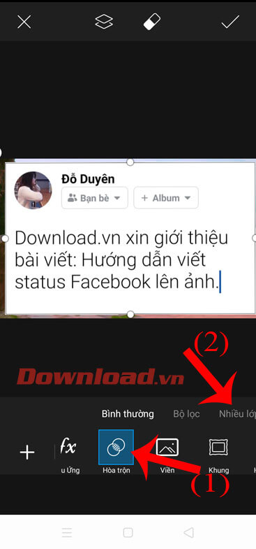 Ấn vào mục Hòa trộn, rồi chọn mục Nhiều lớp