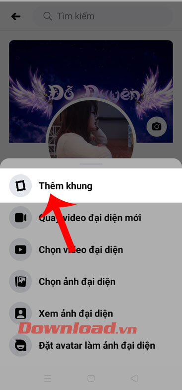 Nhấn vào mục Thêm khung
