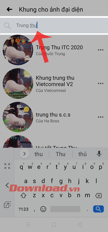Nhấn vào ô Tìm kiến và gõ từ khóa "Trung Thu"