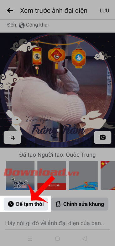 Ấn nút Để tạm thời