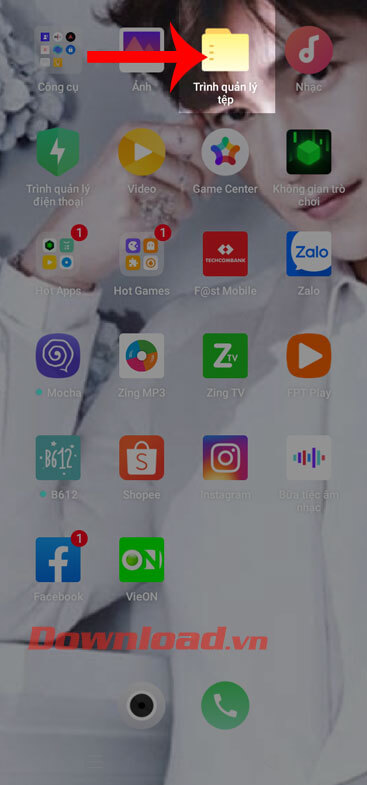 Mở ứng dụng Trình quản lí tệp trên điện thoại