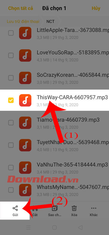 Chọn bài hát và ấn nút Gửi
