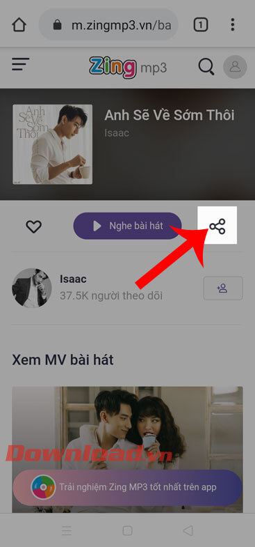 Ấn vào biểu tượng chia sẻ