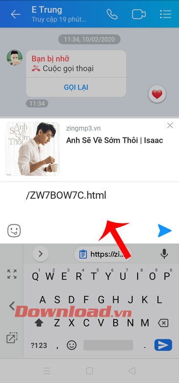 Dán link liên kết và ấn nút Gửi