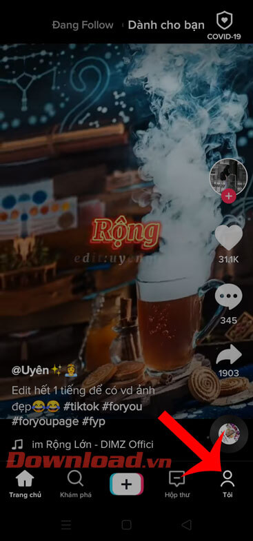 Nhấn vào biểu tượng tài khoản