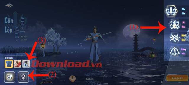 Chọn môn phái và tạo nhân vật