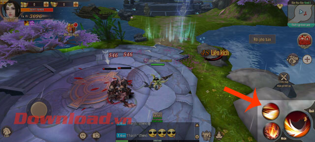 Nhấn vào biểu tượng thang kiếm và các kỹ năng