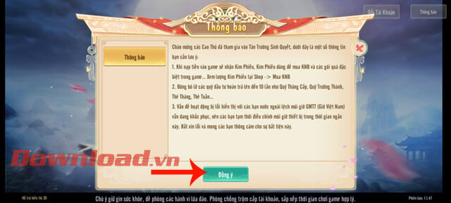 Chạm nút Đồng ý