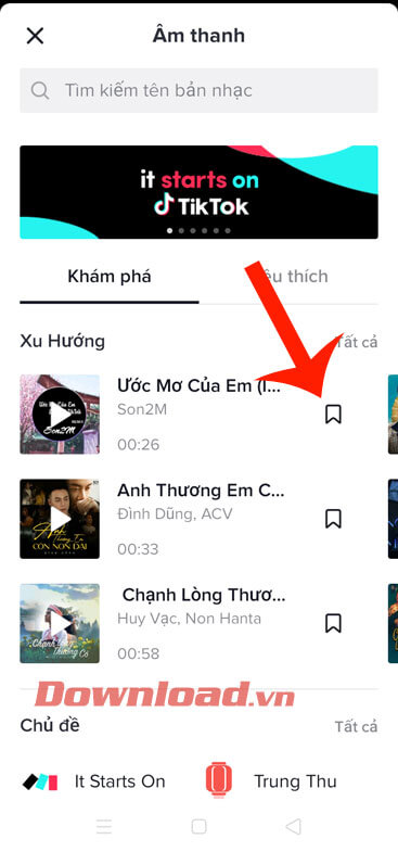 Tìm kiếm và chọn bài hát
