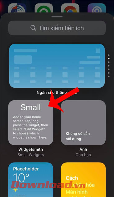 Nhấn vào mục Widgetsmith